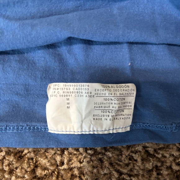 EUC Champion Shirt Blue Spell Out Logo Striped Short Sleeve Adult M Unisex - Picture 6 of 7